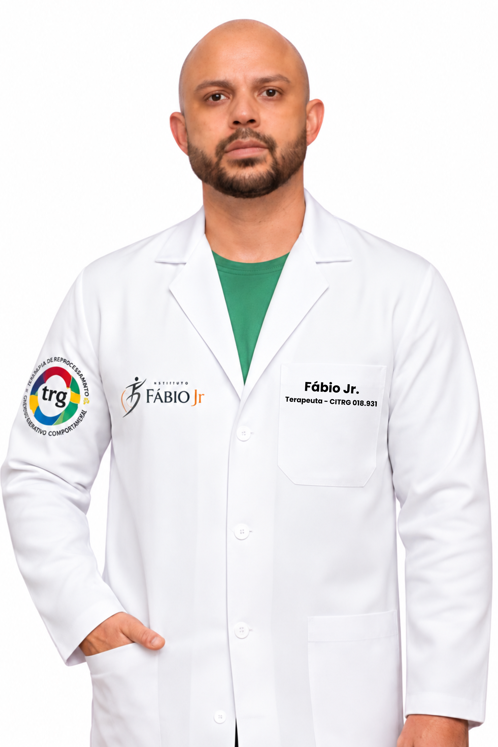 Terapeuta Fábio Jr. sorrindo em atendimento online